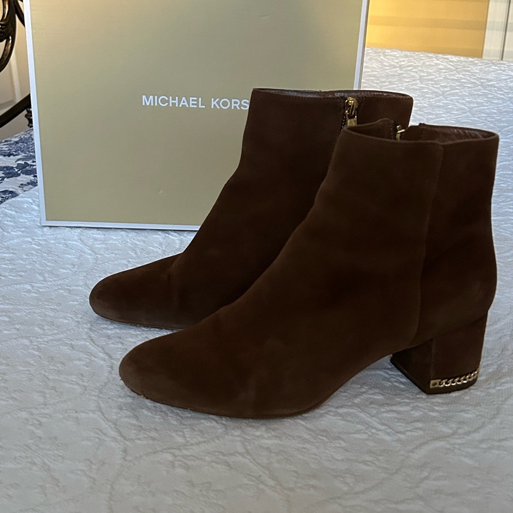 Michael Kors dark Carmel Suede Ankle Boots